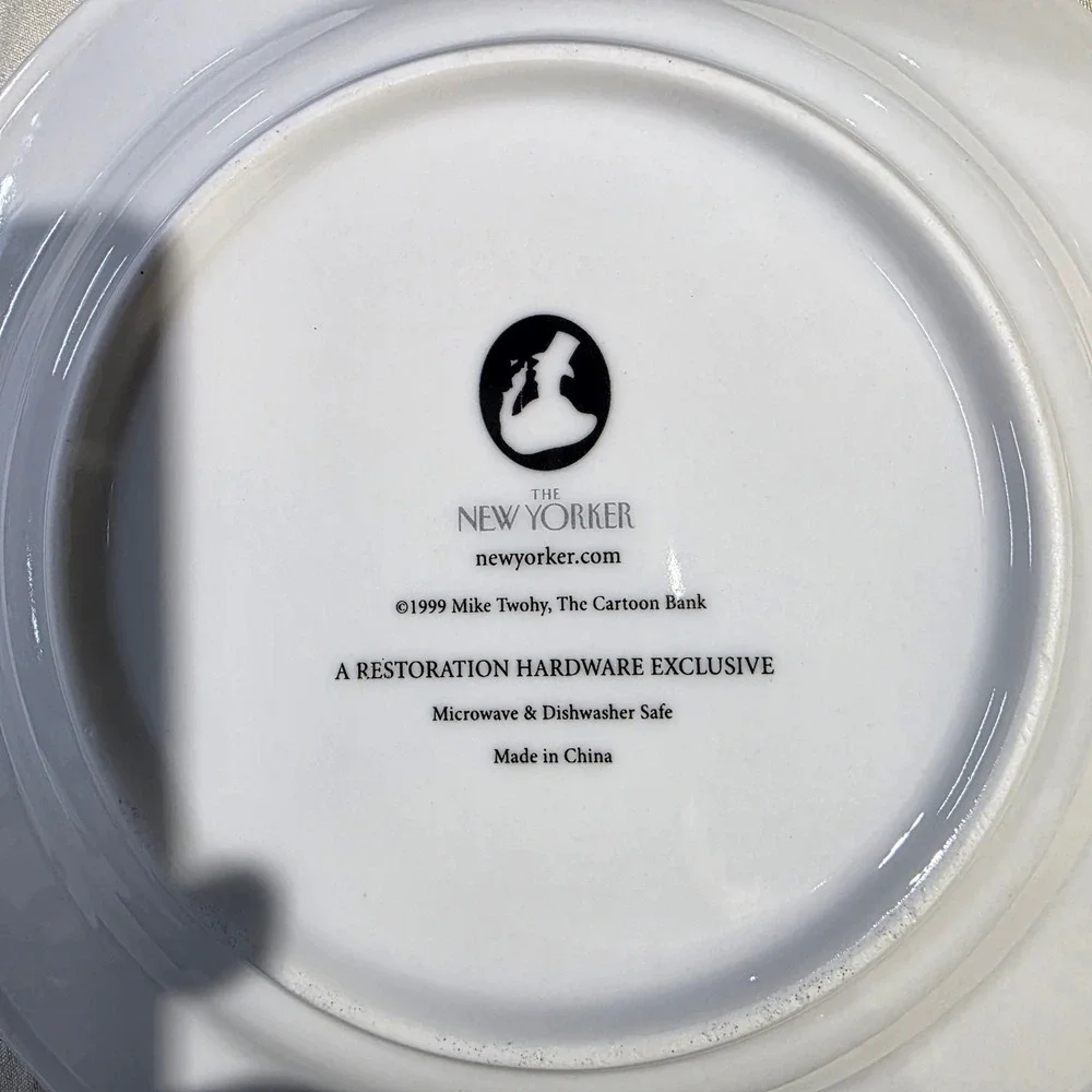 The New Yorker Cheese Plates Set of 6 Restoration Hardware Cartoon Wine Humor
